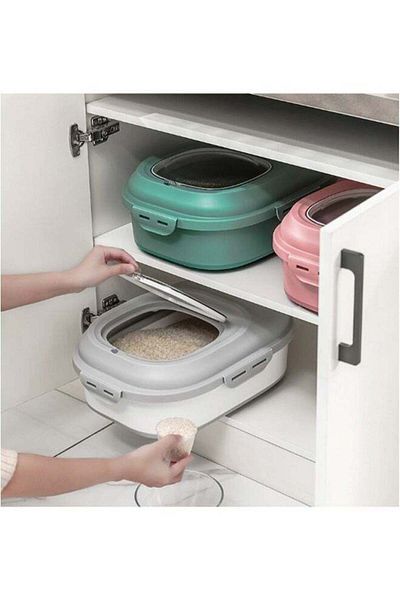 COOYA Cereal Rice Food Storage Containers, Collapsible 20 to 50 Lbs Dispenser Bin with Rolling Wheel