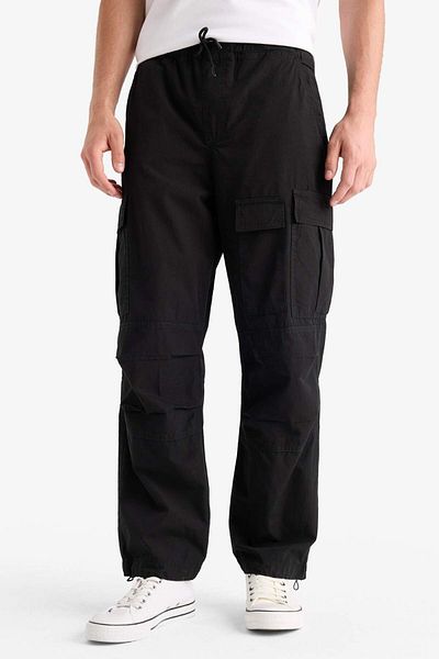 DeFacto 100% Cotton Loose Relaxed Fit Wide Leg Cargo Pocket Wide Leg Summer Pants E6983Ax25Sp