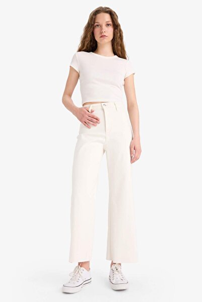 DeFacto Culotte Yüksek Bel Paça Ucu Kesik Crop Jean Pantolon B5012AX25SM