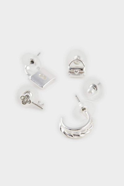 DeFacto Women's 6-Piece Silver Earrings F0734Axns