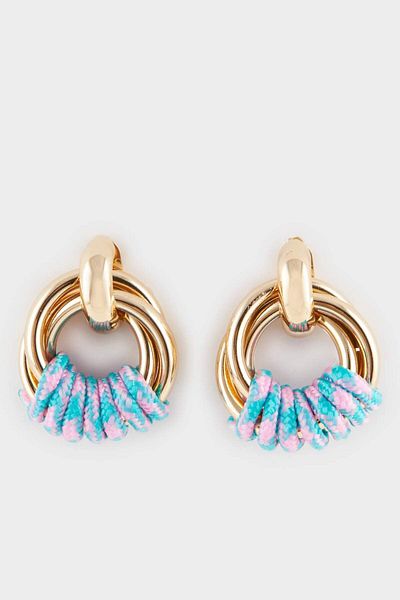 DeFacto Women's Blue Detailed Gold Earrings F1115Axns