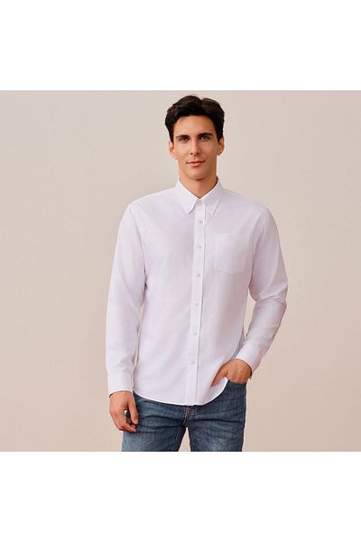Giordano Men's Wrinkle-Free Cotton Oxford Long Sleeve Shirt