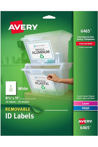 STOREMAX Cmllashop Self Adhesive Removable Laser Identification Labels, White, 8.5 X 11 Inch, Pa