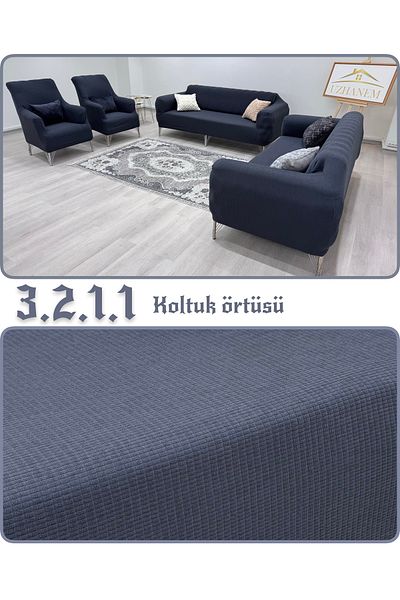 uzhanem Husa de scaun din Lycra 3+2+1+1. Husa scaun elastic flexibil lavabil model patrat fotoliu antracit
