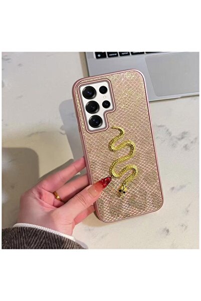 Zebana Samsung Galaxy S23 Ultra Uyumlu Kılıf Zebana Golden Serpent Silikon Kı...