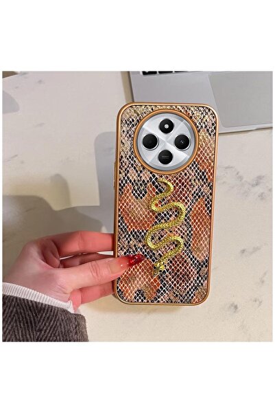 Zebana Xiaomi Redmi 14C Uyumlu Kılıf Zebana Golden Serpent Silikon Kılıf Turuncu