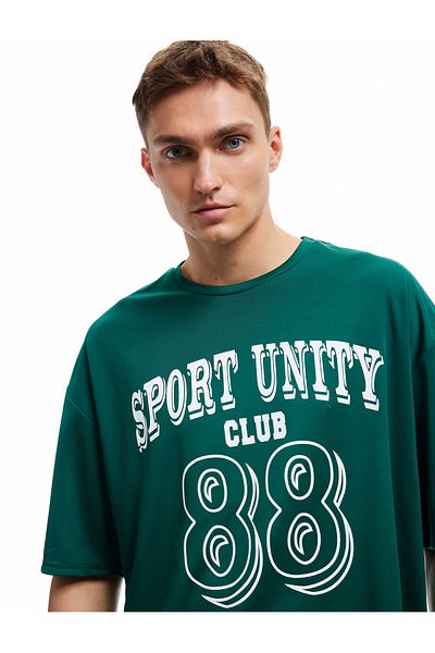 Koton Αθλητικό μπλουζάκι με μισό μανίκι Crew Neck College με στάμπα Oversize