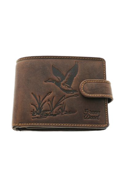 GiftExpress Men's wallet in brown wild duck leather with clasp