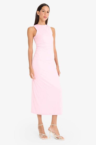 DeFacto Bodycon Bodycon Boat Neck Κοντό μανίκι Maxi καλοκαιρινό φόρεμα F5363ax25sm