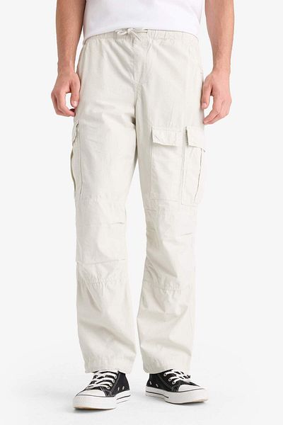 DeFacto 100% Cotton Loose Relaxed Fit Wide Leg Cargo Pocket Wide Leg Summer Pants E6983Ax25Sp