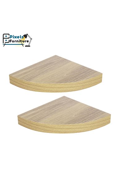 PixelsFurniture Set of 2 Pixel Furniture Corner Floating Shelves for Wall, Shelves with Invisible Brackets