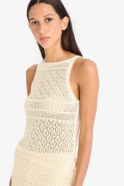 DeFacto Regular Fit Halter Neck Openwork Tank Top F1495Ax25Sm