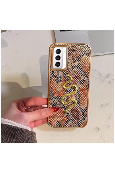 Zebana Samsung Galaxy S21 FE 5G Uyumlu Kılıf Zebana Golden Serpent Silikon Kı...