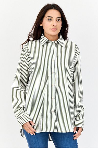Esprit Women Regular Fit Stripe Long Sleeves Shirt, Multicolor