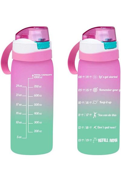 STOREMAX Sellbuystore 161646-161 Water Bottle - Motivational Water Bottle - Plastic Colorful Water Bottle Pink 1Lt 1053