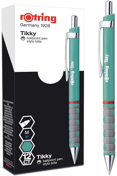 STOREMAX Ntwork Tikky Ballpoint Pen, in Pastel Colors, Blue Ink, Medium Nib (1.0mm), Aqua Clear