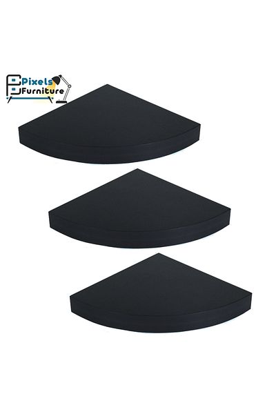 PixelsFurniture Set of 3 Pixel Furniture Corner Floating Shelves for Wall, Shelves with Invisible Brackets