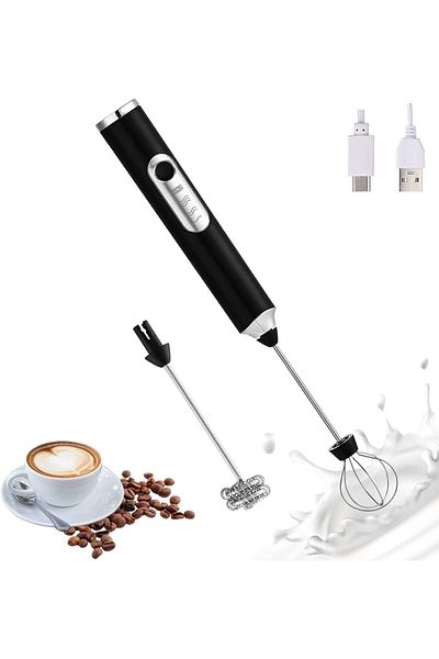 COOYA Rechargeable Electric Foam Maker, with Stainless whisks, for Bulletproof Coffee, Cappuccino(Black)