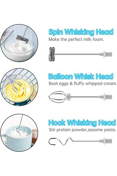 COOYA Electric Coffee Mixer, with 3 Heads Whisk, Mini Blender for Cappuccino, Frappe, Matcha, Latte