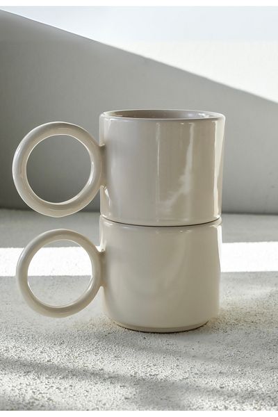 LALEZEN HOME 2Pcs Large Ring Mug Cup