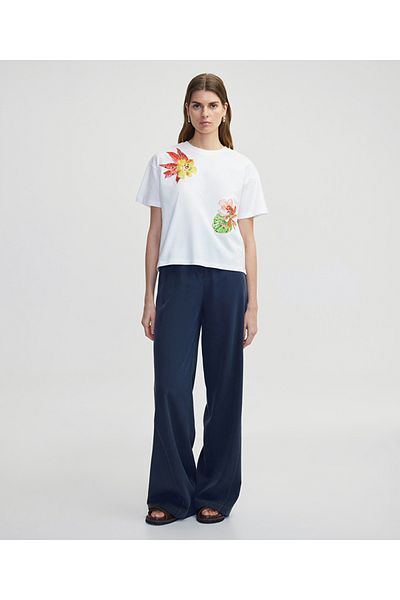 İpekyol T-Shirt with Applique and Hotfix Print