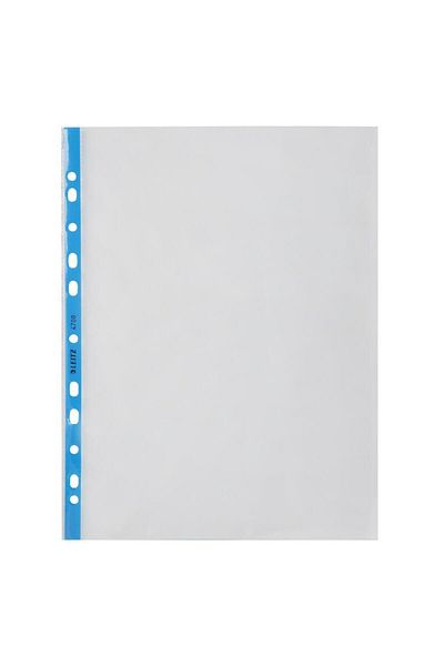 Leitz 4700 Crystal Perforated Pouch File Blue Striped A4 90 Micron - 100 Pieces