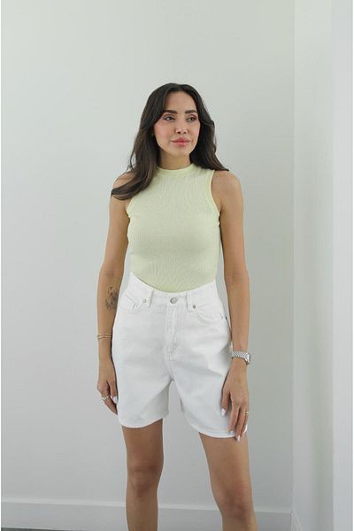 Havoş Light Yellow Halter Neck Ribbed Tank Top