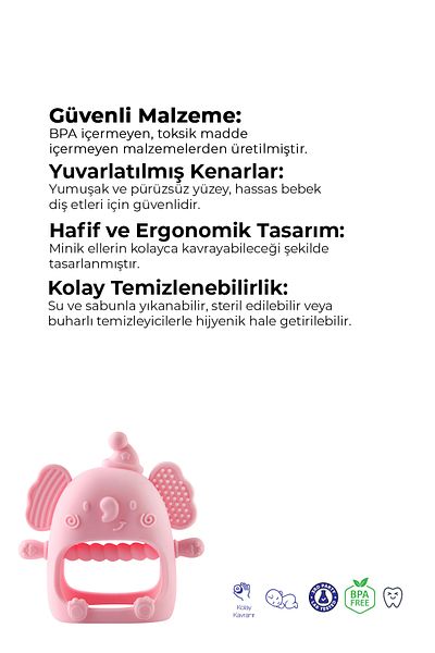 Kiki Silicone Baby Teether - Teething Glove -Silicone Glove Teether Elephant