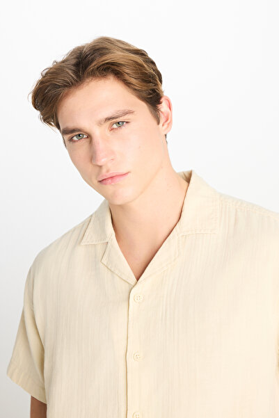 Lee 100% Cotton Relaxed Fit Wide Cut Ecru Shirt