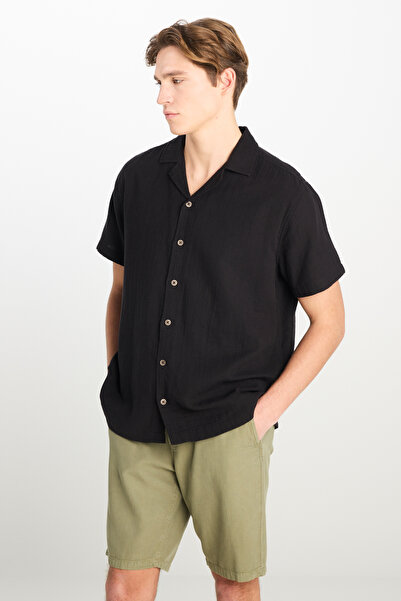 Lee Μαύρο πουκάμισο από 100% βαμβάκι με χαλαρή εφαρμογή