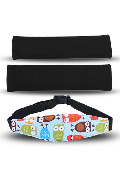 Nedit Set of headrest and 2 seat belt protectors Nedit, microfiber/plastic, multicolor