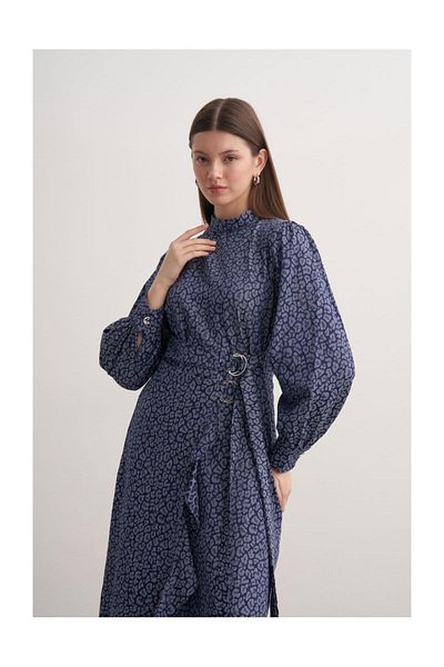 FUSHYA Rochie cu volane cu imprimeu leopard