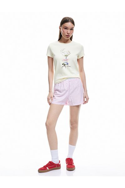 Koton Short Sleeve Crew Neck Printed Cotton T-Shirt