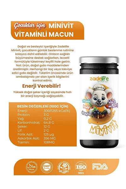 zadelife Minivit Çocuklar İçin Vitaminli Macun 315 Gr