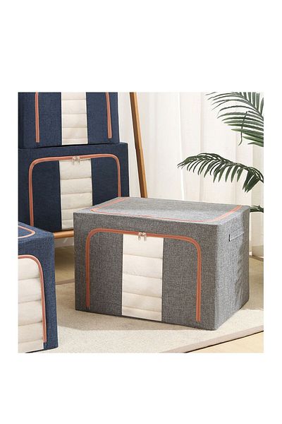 Flippy Storage Box 66 L, 50x40x33 Cm, Metal Frame, Stable Plastic Base Support, Gray