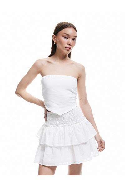 Koton Gimped Mini Skirt with Embroidered Layer Detail