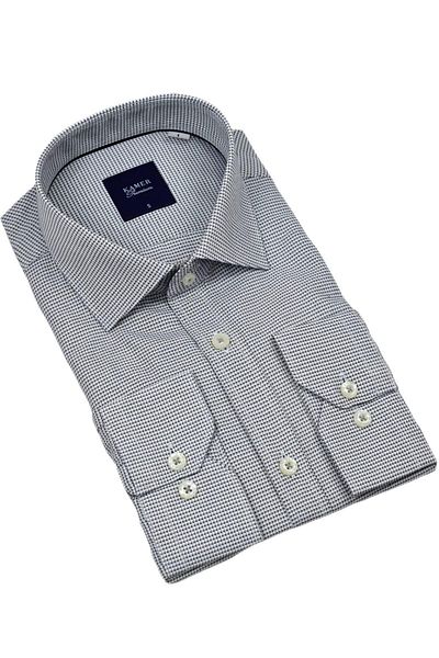 KAMER Ανδρικό κλασικό μακρυμάνικο πουκάμισο Houndstooth 3748 BGL-ST04396