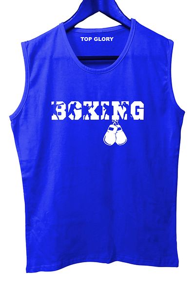 TOP GLORY تي شيرت رياضي بدون أكمام مطبوع من BoxingW، قميص رياضي للياقة البدنية