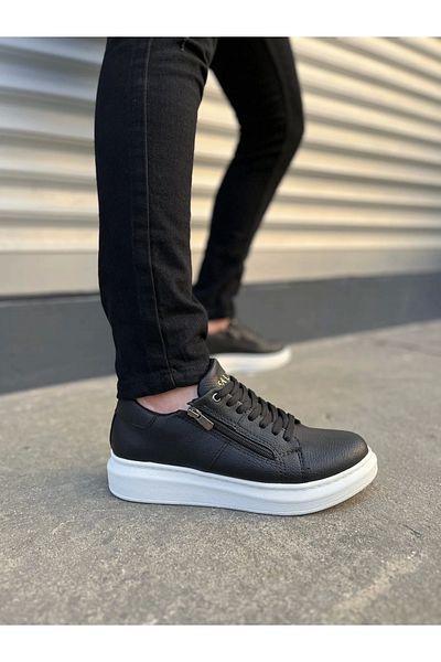 TB Terzi Bey Tb155 Warrior Lace-Up and Zippered Skin Men's Casual Sneaker Shoes Cbt - Black