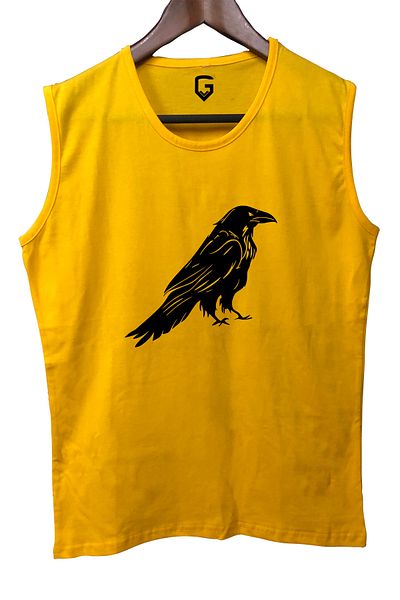 TOP GLORY Crow Printed Sleeveless Athlete T-Shirt Tank Top Athlete Fitness Singlet