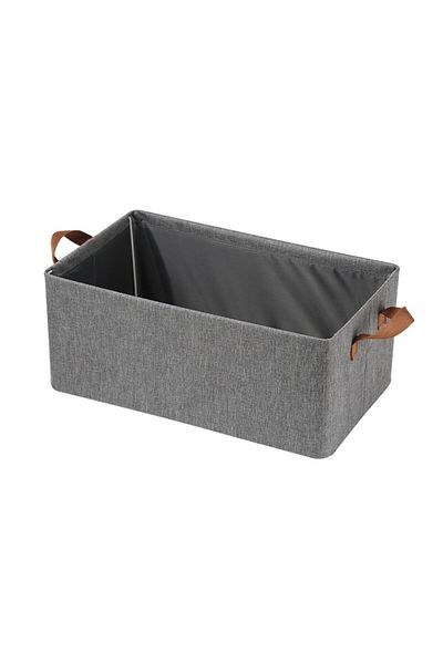 Flippy Basket Storage Box, Foldable Textile, 47x28x20 Cm, Metal Frame, With Handles, Grey
