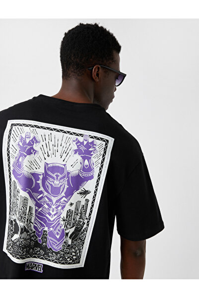 Koton Kara Panter Tişört Lisanslı Baskılı
