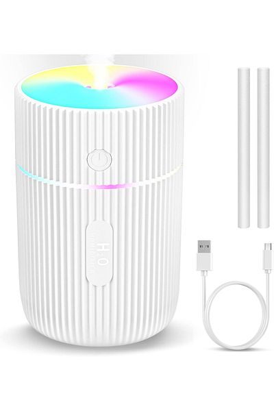 Kweey umidificator cu ultrasunete, LED, plastic, alb, 11,4 x 6,7 cm, 220 ml