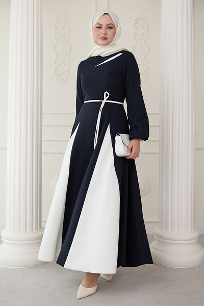InStyle Διπλό Φόρεμα Navy Blue με σχισμή