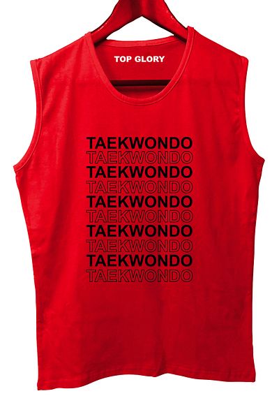 TOP GLORY Line Taekwondo Printed Sleeveless Athlete T-Shirt Tank Top Athlete Fitness Athlete