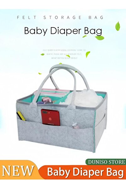 Generic Portable Diaper Caddy Storage Bag with Roll Lid and Removable Dividers
