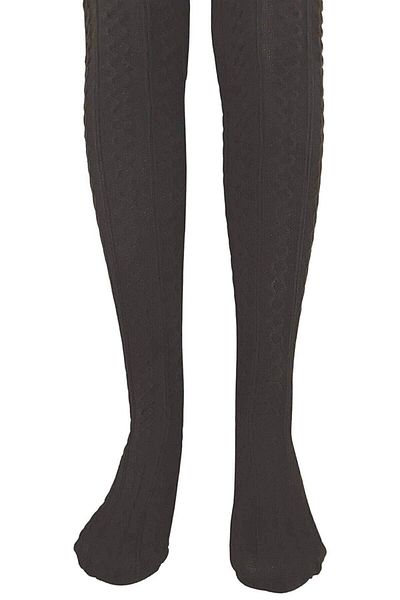 Daymod Baby Azalea Black Cotton Patterned Thick Winter Pantyhose