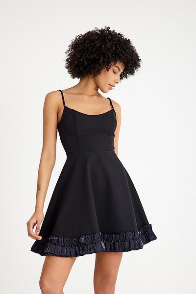 SpringStore Rochie de seară scurtă cu bretele negre