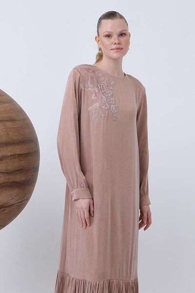 Puane Rochie de damă cu broderie și broderie în față - 12597ELB - POWDER