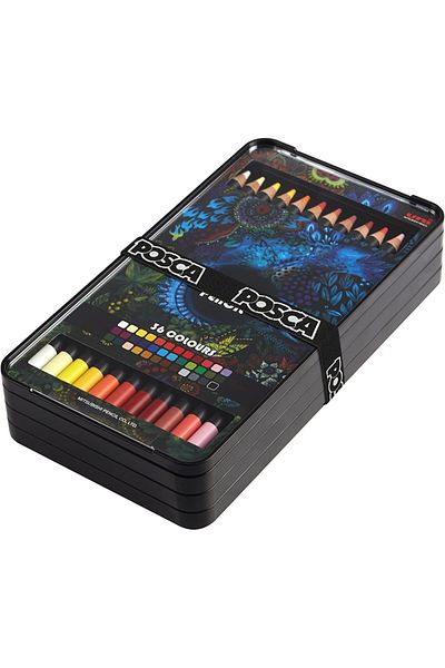 UNİ-BALL Uni-Ball Posca Pencil 36 Colors Dry Paint Pen Set Kpe-200/36C Set